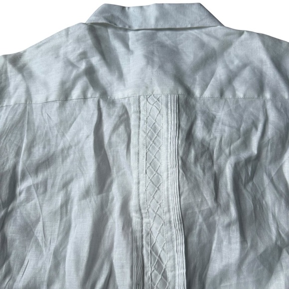 Bohio Breeze Men’s L White 100% Linen Short Sleeve Button Shirt Beach Resort - Picture 8 of 13